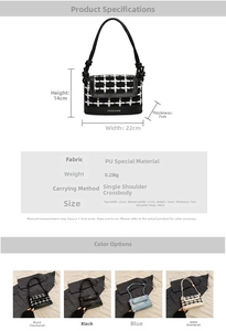 Detailed size guide and parameters for the plaid crossbody bag with 22x14x7cm dimensions