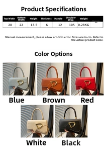 Guida alle taglie per borsa in pelle PU con fibbia a D e dimensioni in centimetri