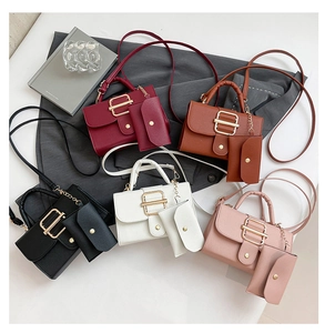 Litchi pattern square tote bags in five colors with matching hanging coin purses