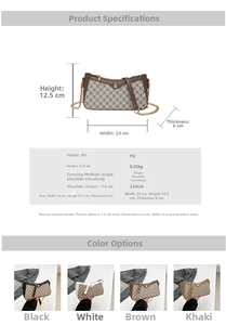 Detailed dimensions and four color variants of the vintage monogram shoulder bag