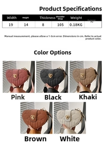 Detail of heart-shaped PU leather crossbody bag with quilted texture and twist lock