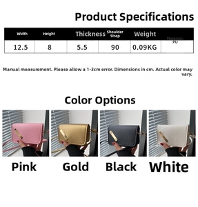Tabella taglie e confronto colori per la mini borsa a tracolla in pelle PU in quattro colori