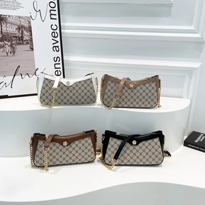 Fashionable monogram underarm bags with camellia gold buckles and chain straps in four colors