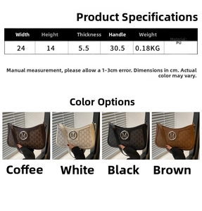 Macro details of vintage PU leather monogram baguette bag with gold metal logo and stitching