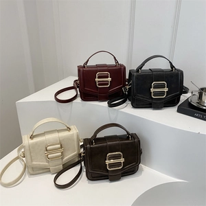 Modern minimalist crossbody small square bags in burgundy, black, white, and brown