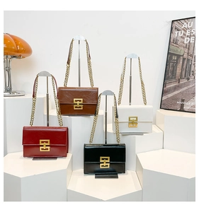 Group display of chic crossbody bags with gold clasps in four vintage colors