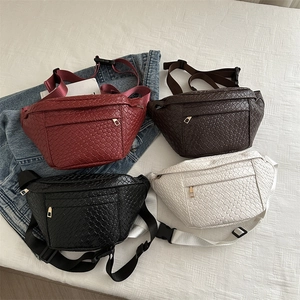 Vintage woven chest bags in four colors with gold zippers and adjustable straps