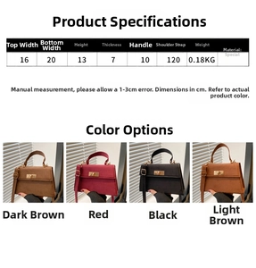 Size chart showing dimensions for the minimalist crossbody square bag in multiple colors