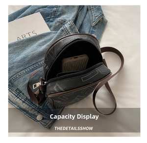 Litchi pattern black crossbody bag showing large capacity for a smartphone