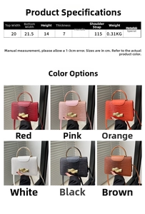 Detailed size chart and multi-color display of crocodile pattern crossbody handbag