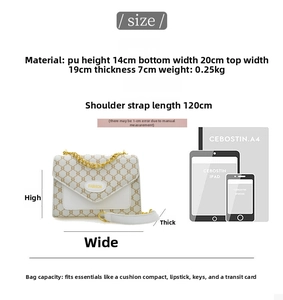 Dimensions détaillées du sac bandoulière vintage beige avec comparaison de taille
