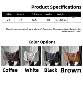 Size chart and color selection for a minimalist vintage PU leather underarm bag