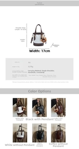 Spécifications de taille pour le sac seau en cuir PU avec charm en peluche attaché