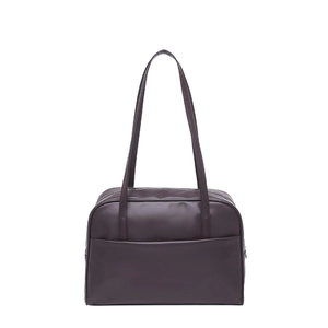 Sac fourre-tout minimaliste en similicuir marron foncé avec fermeture éclair