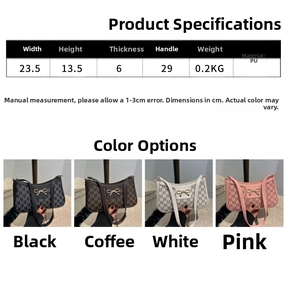 Tabella taglie e vista multicolore della borsa baguette alla moda in pelle PU donna