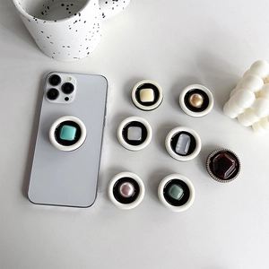 Round Expandable Phone Airbag Bracket Resin Cat's Eye Stone Portable Universal Desktop Finger Stand Holder