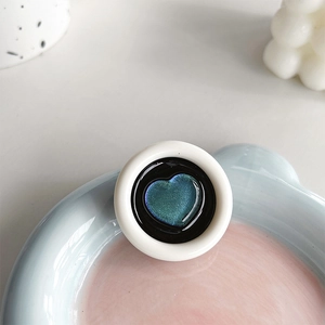 Blue metallic heart phone grip on a round base with trendy ins style aesthetic