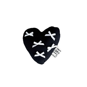 Cute black heart phone grip with white ribbon bows and creative ornament tag