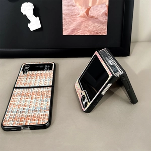 Woven texture phone case for Samsung Galaxy Z Flip featuring a stylish multi-color pattern