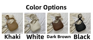Detailed color selection showing khaki, white, dark brown and black hobo bags