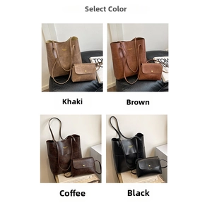 Selection of large oil wax leather tote bags and matching pouches in four colors
