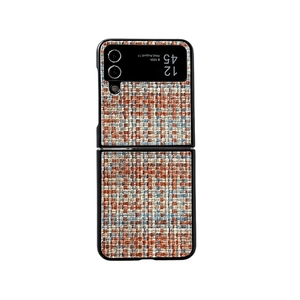 Foldable phone case with orange and blue tweed woven texture for Samsung Galaxy Z Flip