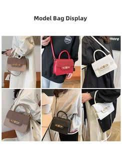 Multiple style views of crossbody bags in herringbone and crocodile textures