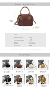 Detailed dimension guide and color options for the vintage-style mini crossbody pillow bag