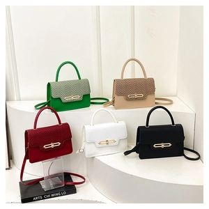 Detailed collection of mini flap crossbody bags in five colors with metal buckle closure