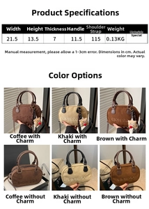 Detaillierte Größenangaben für die Vintage Mini Boston Tasche mit Farboptionen