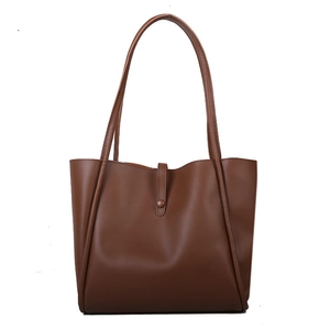Minimalist large capacity dark brown tote bag with stylish long shoulder straps