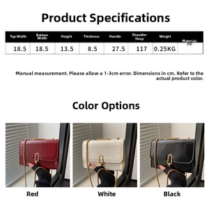 Detailed dimension guide showing 18.5cm width and 13.5cm height of the PU leather crossbody bag