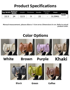 Guida alle taglie per borsa a mano quadrata moderna con dimensioni e opzioni di colore