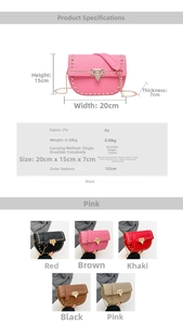 Detailed size specifications for the studded PU leather saddle bag showing 20x15x7cm dimensions