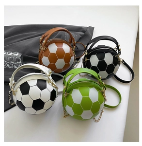 Detailed view of basketball-shaped fashion crossbody bags in four vibrant colors