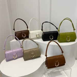 Borsa A Spalla Retrò Da Donna In Pelle Sintetica Con Fibbia A U Dorata Borsa Baguette Minimalista Alla Moda