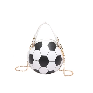 Creative soccer shaped crossbody bag with classic black white pattern and gold chain strap