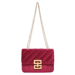 Sac à bandoulière en velours rose rose avec matelassage chevron et chaîne dorée