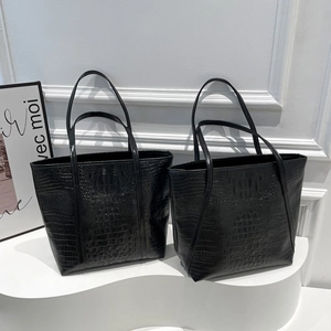 Grand Sac Fourre-Tout Pour Femmes Similicuir PU Relief Crocodile Sac À Main Épaule Navetteur Fermeture Éclair Simple