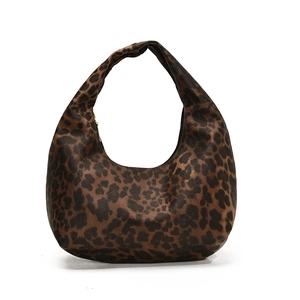 Sac hobo imprimé léopard classique en forme de croissant avec texture marron élégante