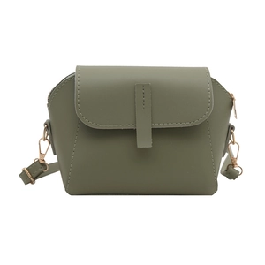 Sac bandoulière vintage vert olive en cuir PU mat avec rabat et finitions dorées