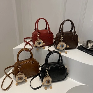 Retro PU Leather Handbag Crossbody Shoulder Bag Embossed Mini Boston Bag Top Handle Vintage Style Women Daily