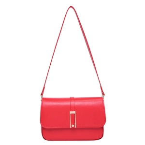 Borsa a tracolla minimalista rossa da donna con elegante fibbia in metallo dorato