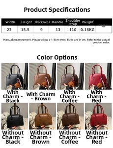 Size guide for Boston crossbody bag with dimensions, material info, and color options