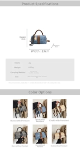 Detailed size chart and specifications for the PU leather crossbody bag in various colors
