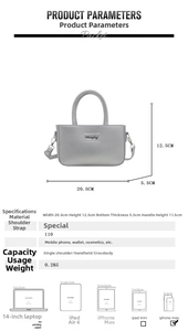Detailed dimensions of the grey mini bucket bag showing width 20.5cm and height 12.5cm