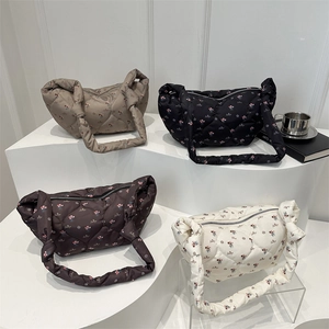 Sac à Épaule Matelassé Floral pour Femmes Grande Capacité Sac Cabas Imprimé Léger Décontracté Polyvalent Fourre-Tout