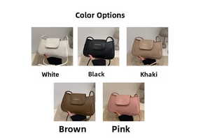 French luxury small square bags in five colors: white, black, khaki, brown, and pink