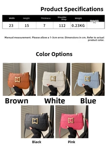 Détails du sac matelassé avec dimensions 23x15x7cm et disponible en cinq coloris divers