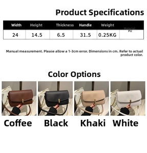 Detailed size guide and specifications for the retro PU leather underarm handbag